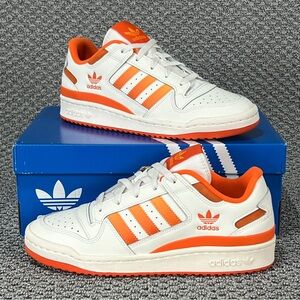 Adidas Originals Forum Low CL Shoes Men's Size 8.5 Cloud White Real Gold Orange